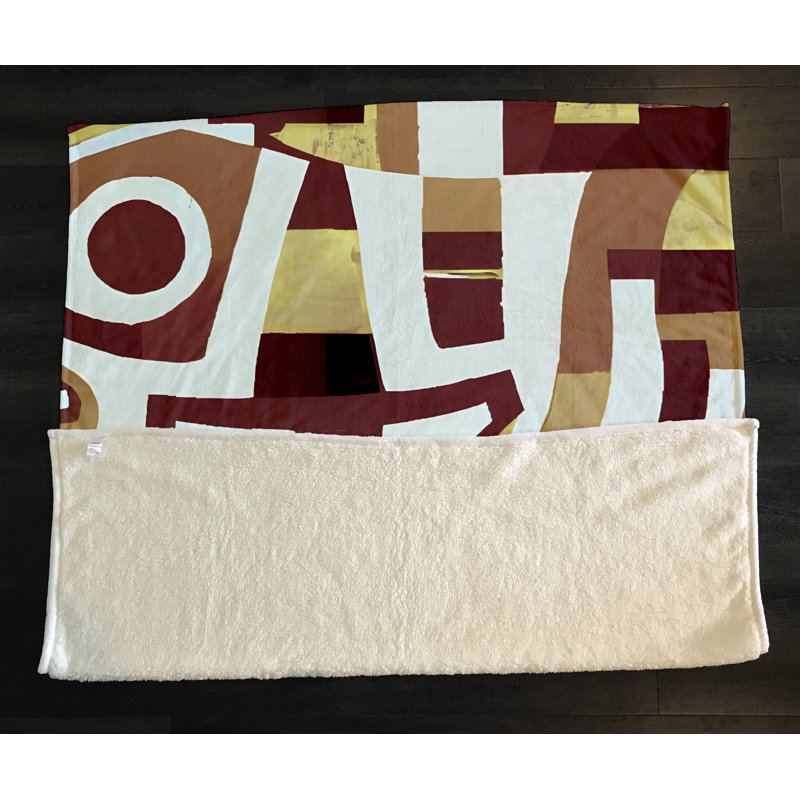 Throw Blanket, Geometric Shapes/Abstract, 68" W x 80" L, Red/Yellow/White