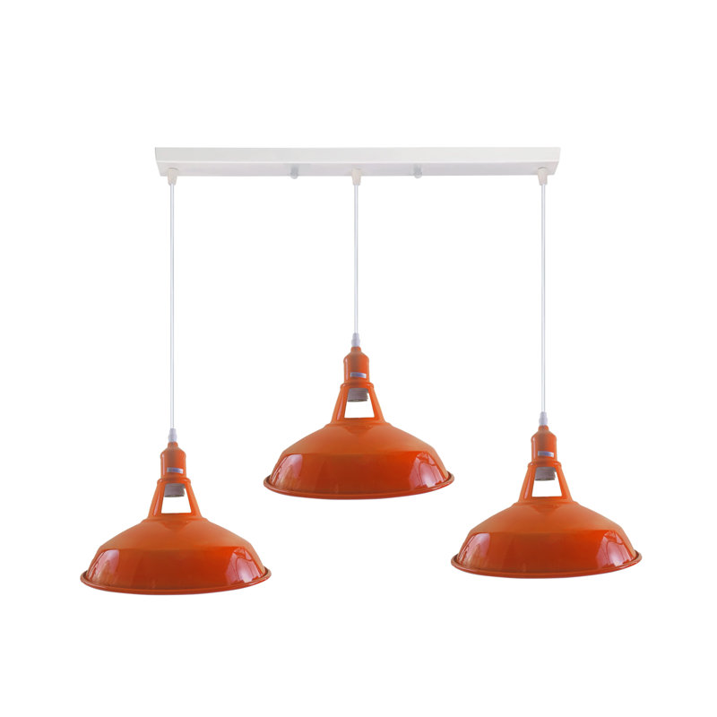 3 - Light Silver Kitchen Island Pendant, Yes, Orange
