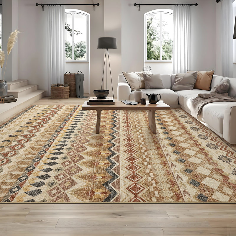 Boho Machine Washable Area Rug Non-Slip Indoor Carpet Non-Shedding Rug for Living Room Bedroom Dining Room Hallway Kitchen Office Playroom Nursery