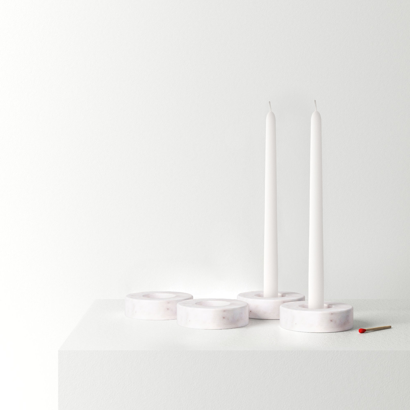 Matheson Flat 1'' Marble Tabletop Votive Holder, White