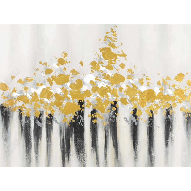 Polyester Sateen Duvet Cover, Twin Duvet, Blue Abstract Gold Flowers