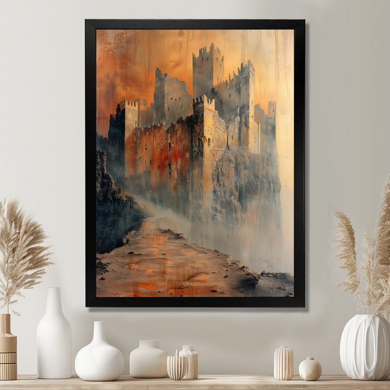 Décoration murale ancienne citadelle de Babylone I - Forteresses, Toile encadrée noire simple, H 44 po x l 34 po x P 1,5 po
