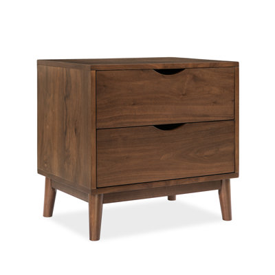 2-Drawer Nightstand with Solid Wood Base