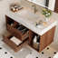 Meuble-lavabo mural flottant de 39,4 po avec lavabo en céramique, 2 tablettes ouvertes, pierre frittée blanche, conception moderne pour une utilisation de l'espace
