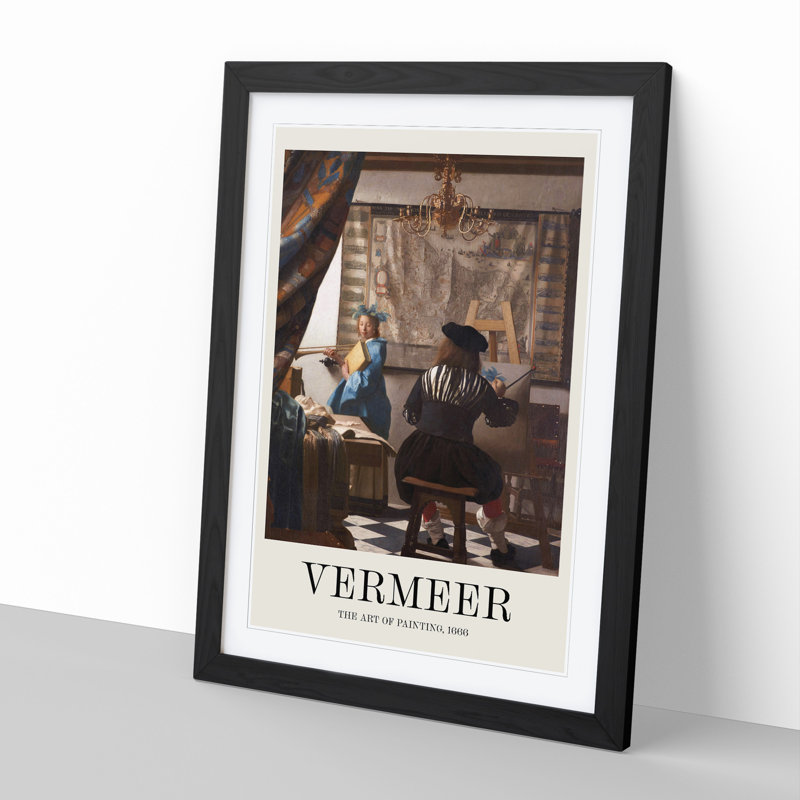 The Art of Painting by Johannes Vermeer - Picture Frame Painting, 36cm H x 27cm W x 2cm D, Black Framed