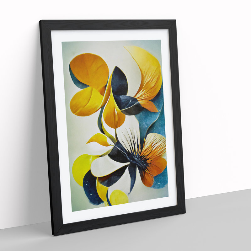 Beautiful Abstract Flowers No.3 - Single Picture Frame Print, Black Framed, 64cm H x 46cm W x 2cm D