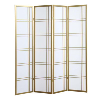 Sennen 72'' W x 71'' H 4 - Panel Solid Wood Folding Room Divider