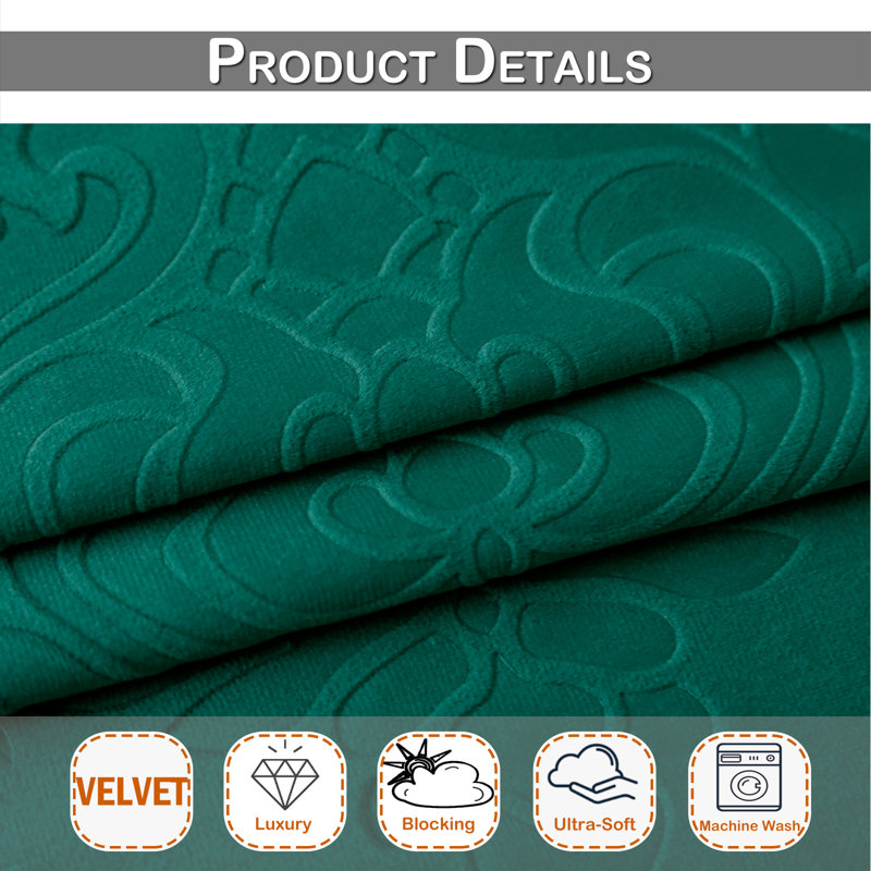 Jekhi Velvet Blackout Pair, 52" W x 84" L, Tuscany Green