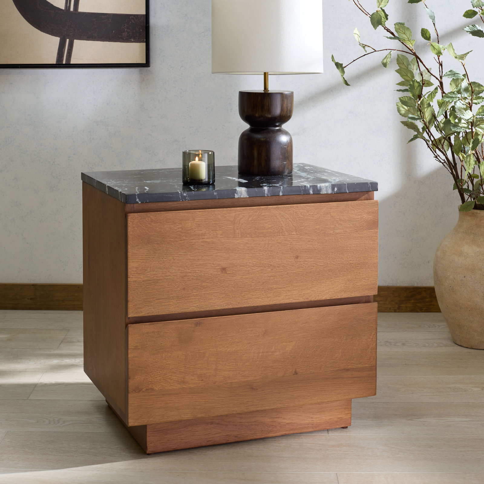 Greg Marble Oak Nightstand