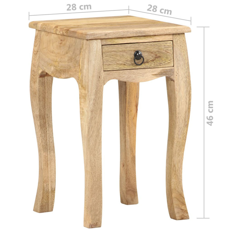 Table de chevet avec tiroir et table de chevet en bois de manguier massif, Chêne