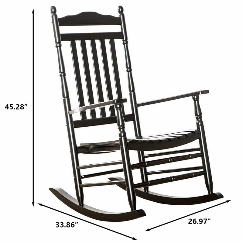 Chaise berçante d'extérieur en bois massif, Noir