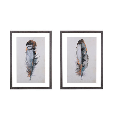 Wood Framed Wall Décor with Feathers