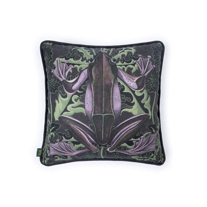 Hemp Throw Square Pillow Cover & Insert, Noir Taraxa Amphibia