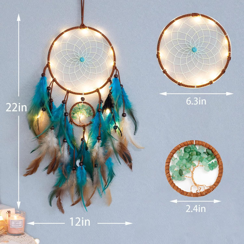 Décoration murale attrape-rêves avec plumes