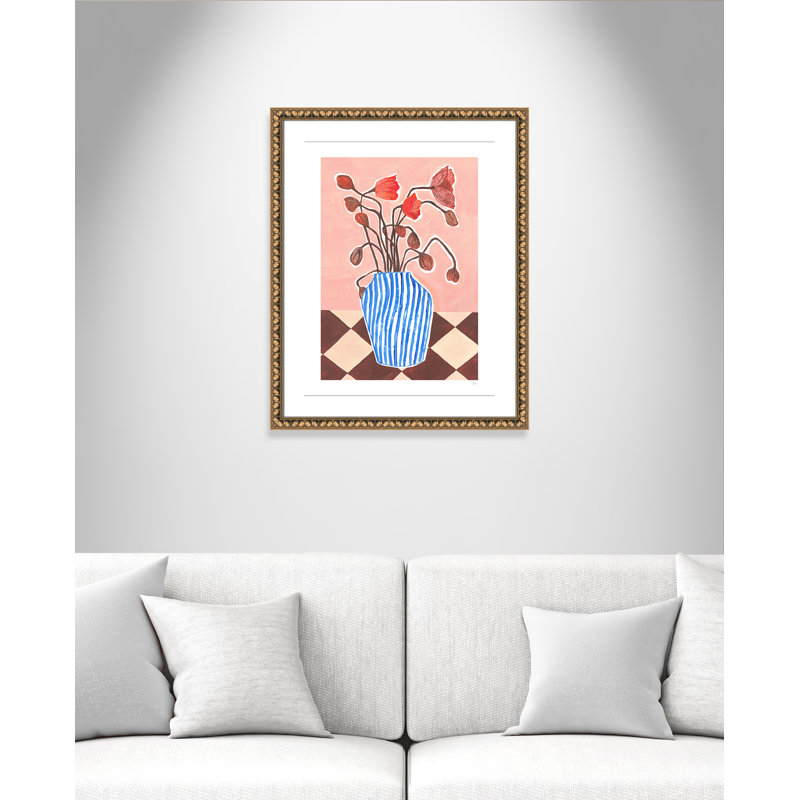 Poppies Print par Violets Print House, Imprimé mat, Perles de feuilles dorées, L 24,5 po x H 30,5 po