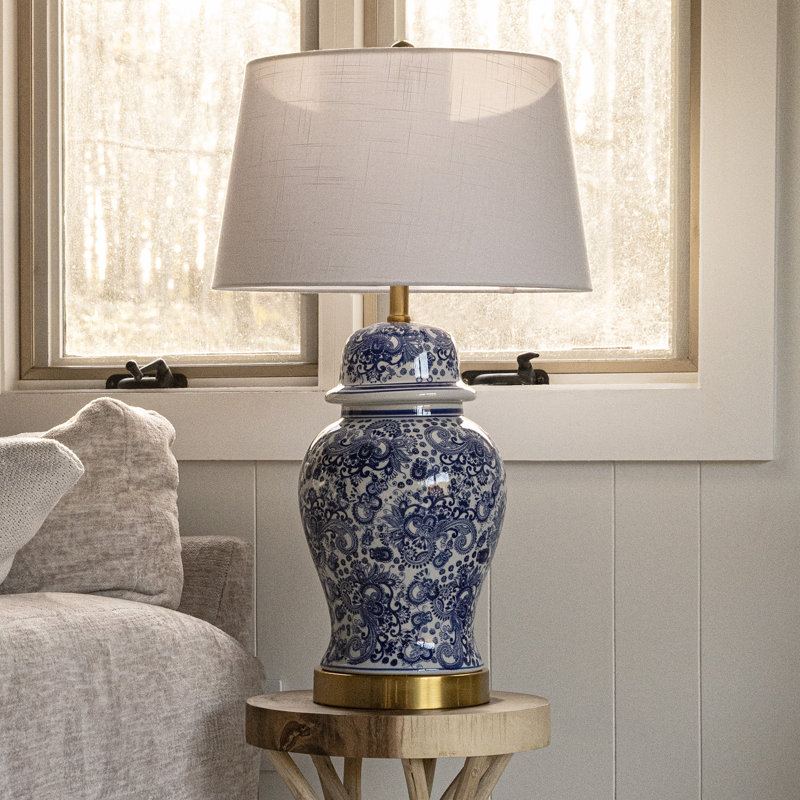 Deziree 29.5" Table Lamp, Blue/White