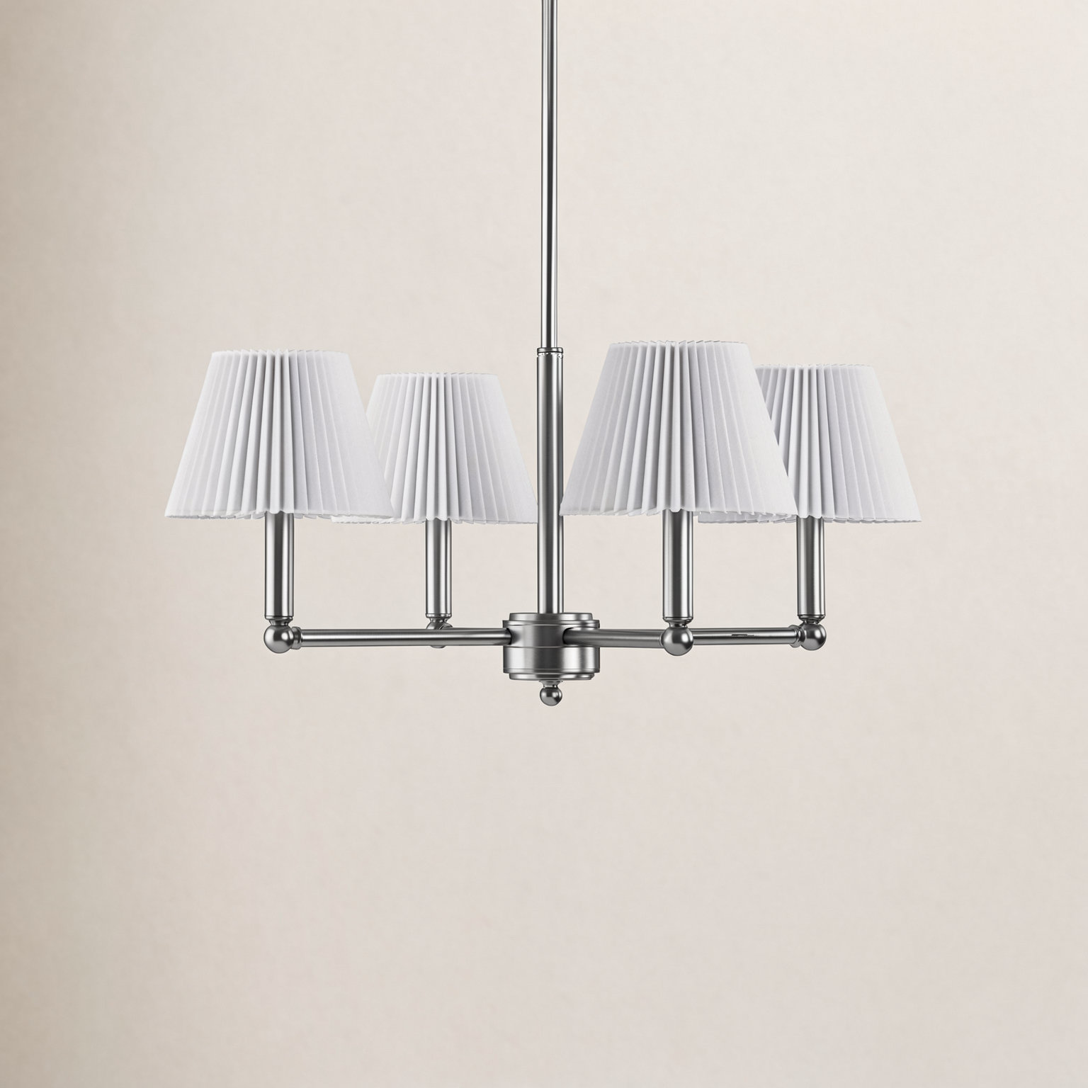 Costa Wrought Iron 4-Light Chandelier, Brushed Nickel