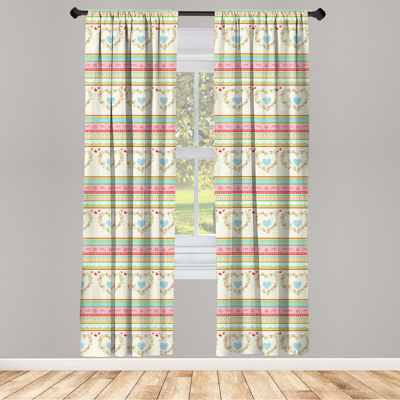 Shabby Flora Polka Dot Semi-Sheer Rod Pocket Sliding Panels, 28" x 63"