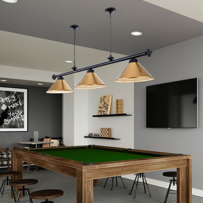 Luminaire suspendu conique à 3 lumières pour table de billard Eckelman