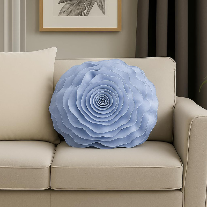 Floral Throw Pillow, Blue, Polyester/Polyfill