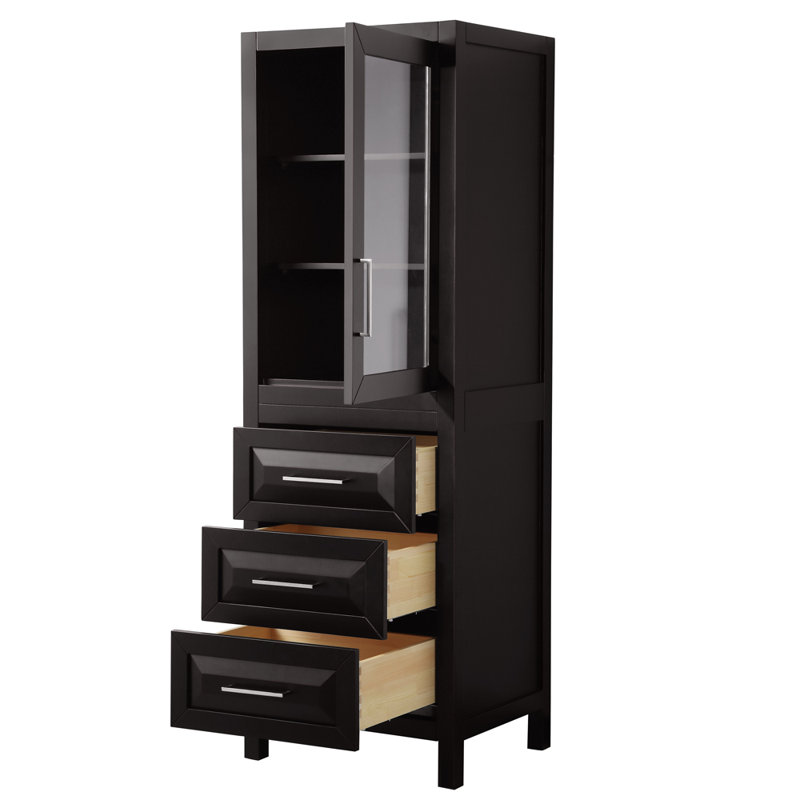 Daria Linen Cabinet, Dark Espresso/Chrome