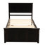 Lit plateforme avec rangement, 2 tiroirs avec roulettes, structure simple, espresso