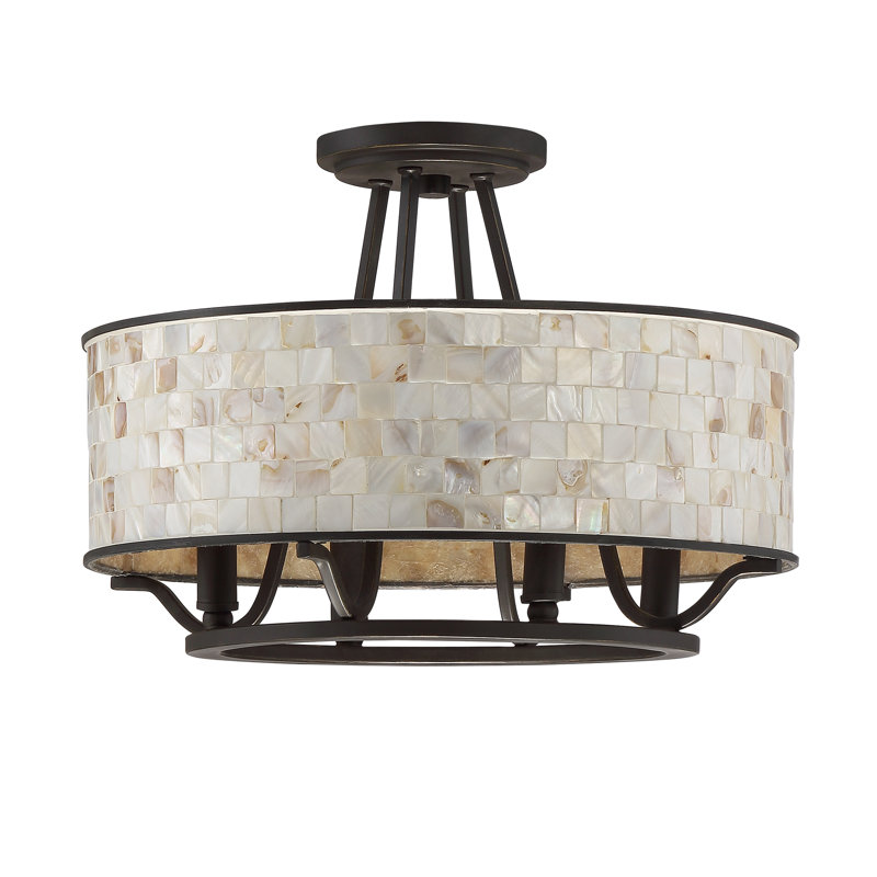 Plafonnier semi-encastré cylindrique unique / spectaculaire à 4 lumières de 15,75 po