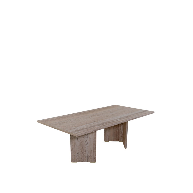 Rectangular Slab-Base Coffee Table, Travertine, Beige
