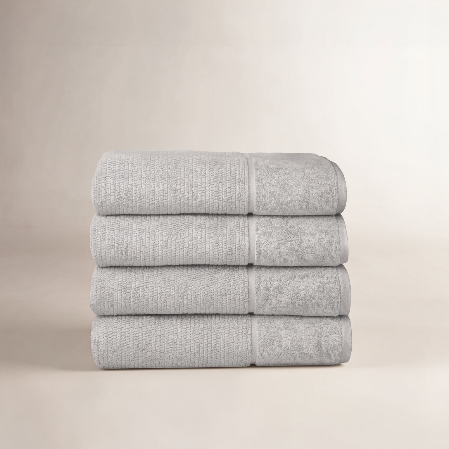 Adarryll 4-Piece Turkish Cotton Bath Towel Set, Silver