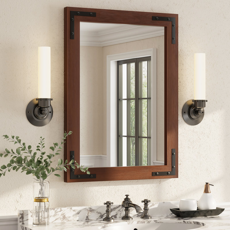 Miroir mural Amara Rustic Farmhouse, Brun, 30 po x 22 po