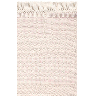 Aldeline Hand-Woven Flatweave Wool Ivory/Pink Area Rug