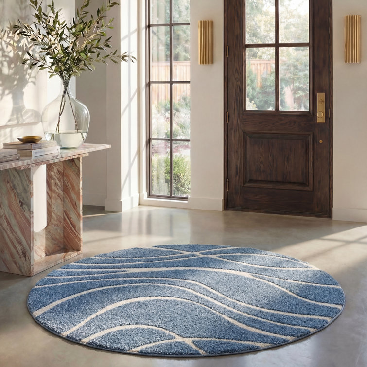 Ashal Abstract Shag Light Blue/Cream Area Rug
