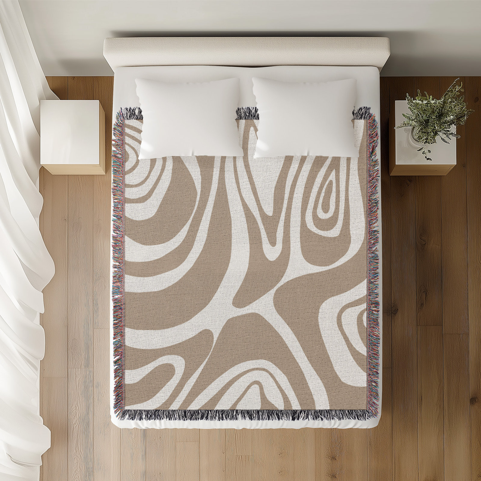Kayle Cotton Throw Blanket, 50" x 60" – Throw, Beige