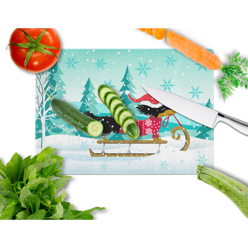 Planche à découper en verre trempé joyeux de noël caroline