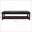 Banc - 60 po rembourré pour chambre à coucher, vestibule | Pieds en bouleau massif, polyuréthane doux | Noyer brun, bois-1083731176