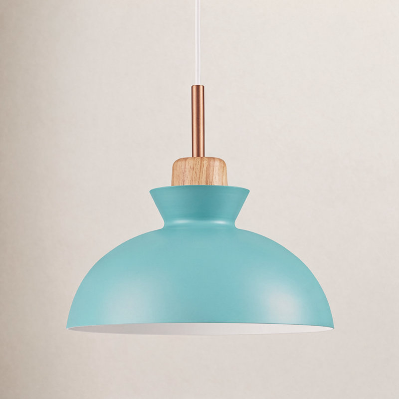 Ozma 1-Light Adjustable Aluminum Dome Pendant, Mint