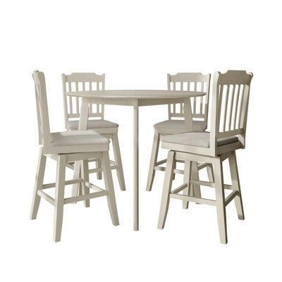 5-Piece Round Counter-Height Dining Set with Upholstered Swivel Chairs, Antique Grey