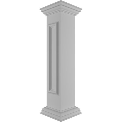 Corner Newel Post with Panel, Flat Capital, & Base Trim (Installation kit included)