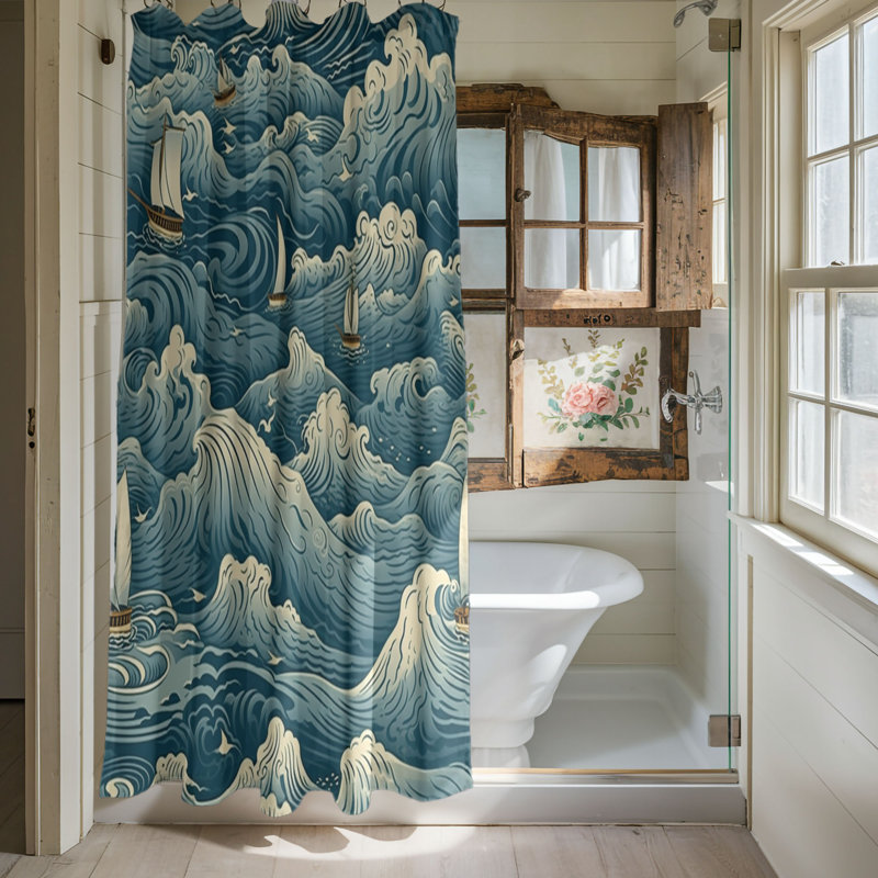 Rideau de douche 1 pièce Ocean Drift, H 74 po x l 71 po