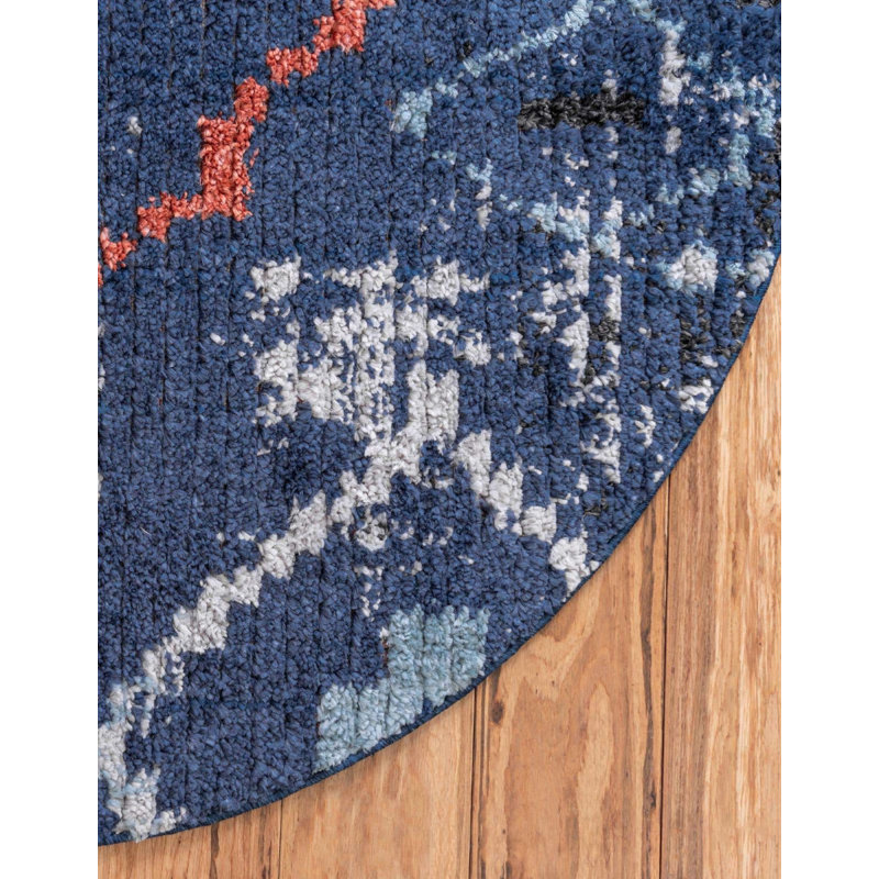 Victorville Abstract Indoor Rug, Round 7'