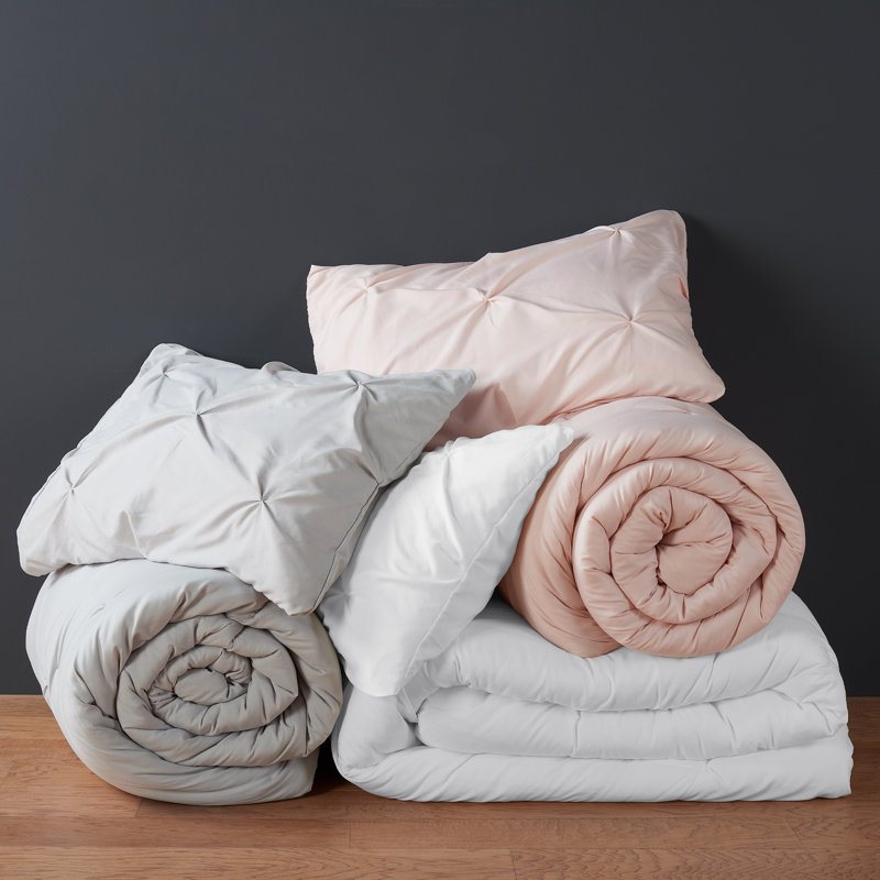 Blush Pleated Twin/Twin XL Duvet Cover Set with Shams