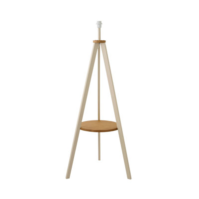 Morrigan Painted Wooden Tripod Shelved Floor Lamp Base