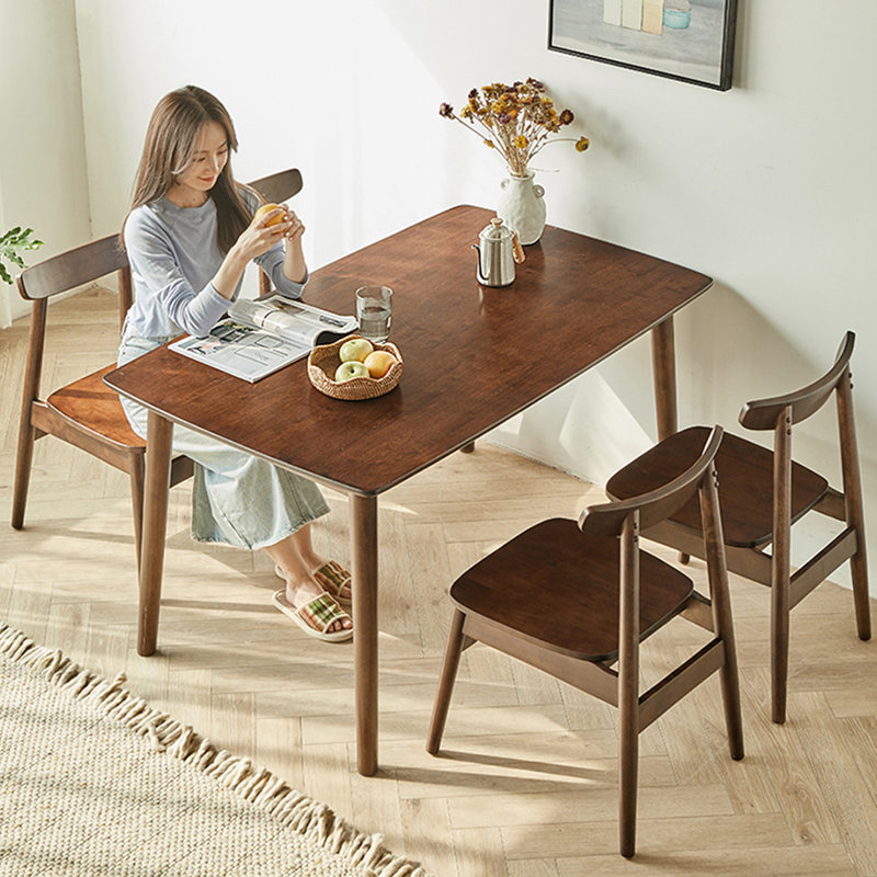 Brown Rectangular Solid Dining Table For Dining Room/Kitchen, 29.53"H x 62.99"L x 35.43"W