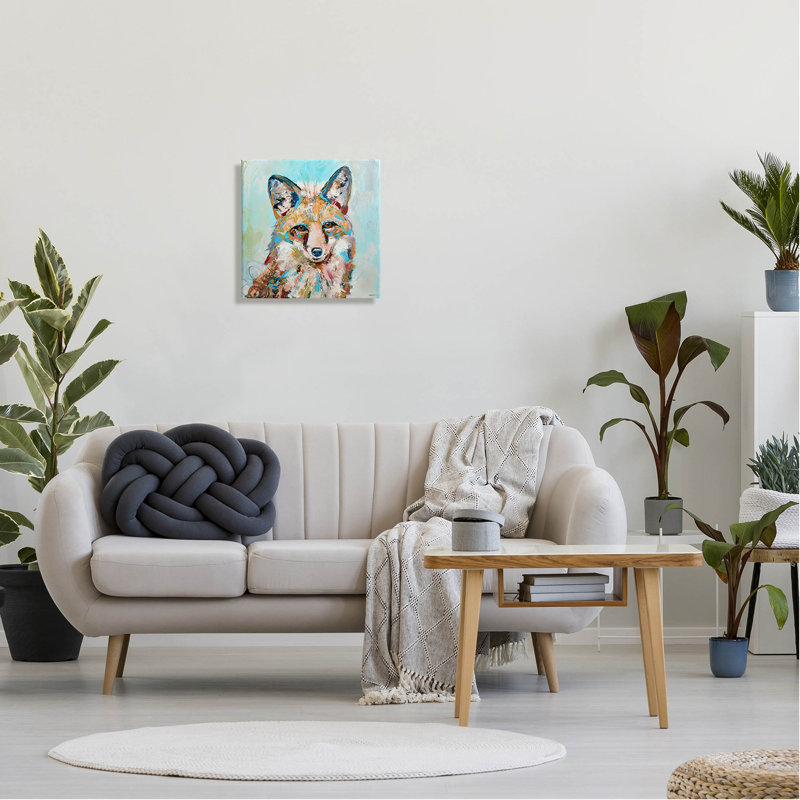 Art mural moderne sur toile, "Modern Fox" par Jen Seeley, H 17 po x l 17 po x P 1,5 po