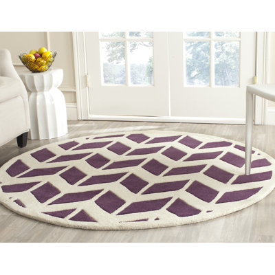 Tapis mauve / ivoire en laine touffeté à la main Deedie
