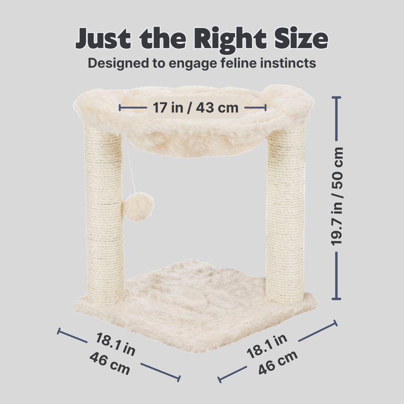 TRIXIE Baza XXL 20-in Cat Scratching Posts, Durable Jute Cat Scratcher with Plush Hammock and Dangling Cat Toy