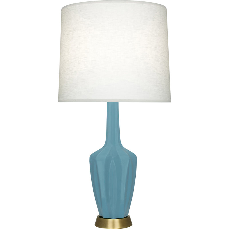 Petite lampe d'appoint Emma, H 34,25 po x l 7,38 po x P 15 po, Bleu acier mat verni, Céramique / métal