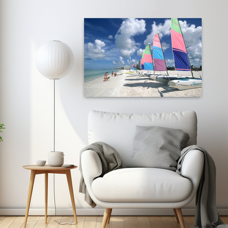 2000S Catamarans On Beach Marco Island Fl Usa Abstract Classic Colorful Beach Ocean Wall Art, H 24 po x l 36 po