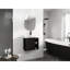 Meuble-lavabo de 61 cm (24 po), fini chêne foncé, lavabo en céramique blanche, charnières, design contemporain, grand espace de rangement
