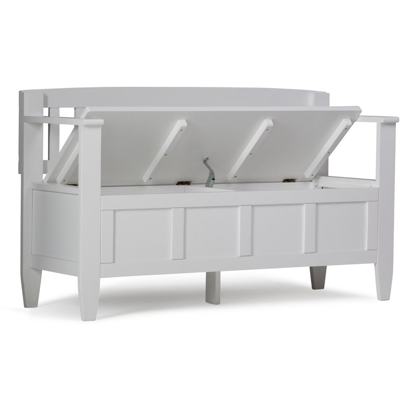 Brooklyn White Solid Wood Flip Top Storage Bench